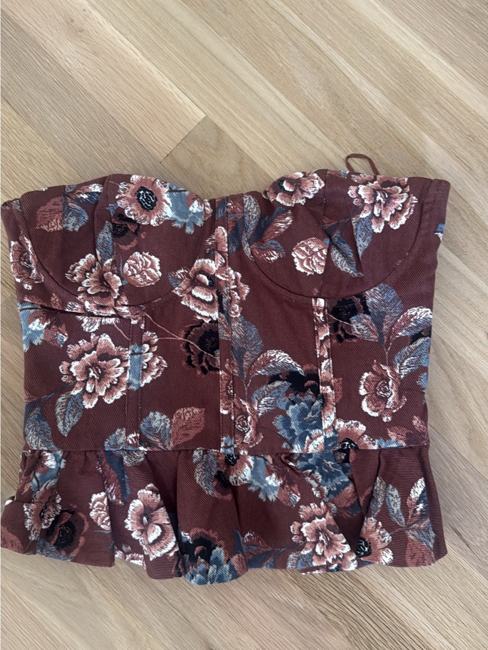 Vici Rust Floral Bustier Crop Top